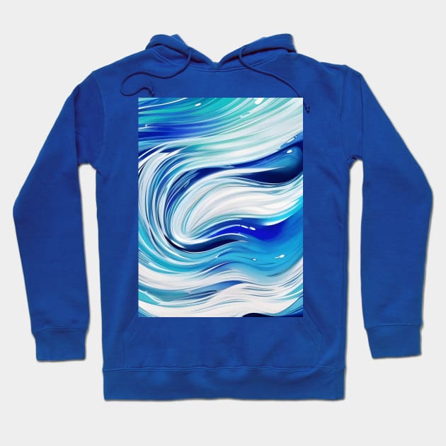 Beautiful Abstract Blue Tsunami Hoodie by Chance Two Designs